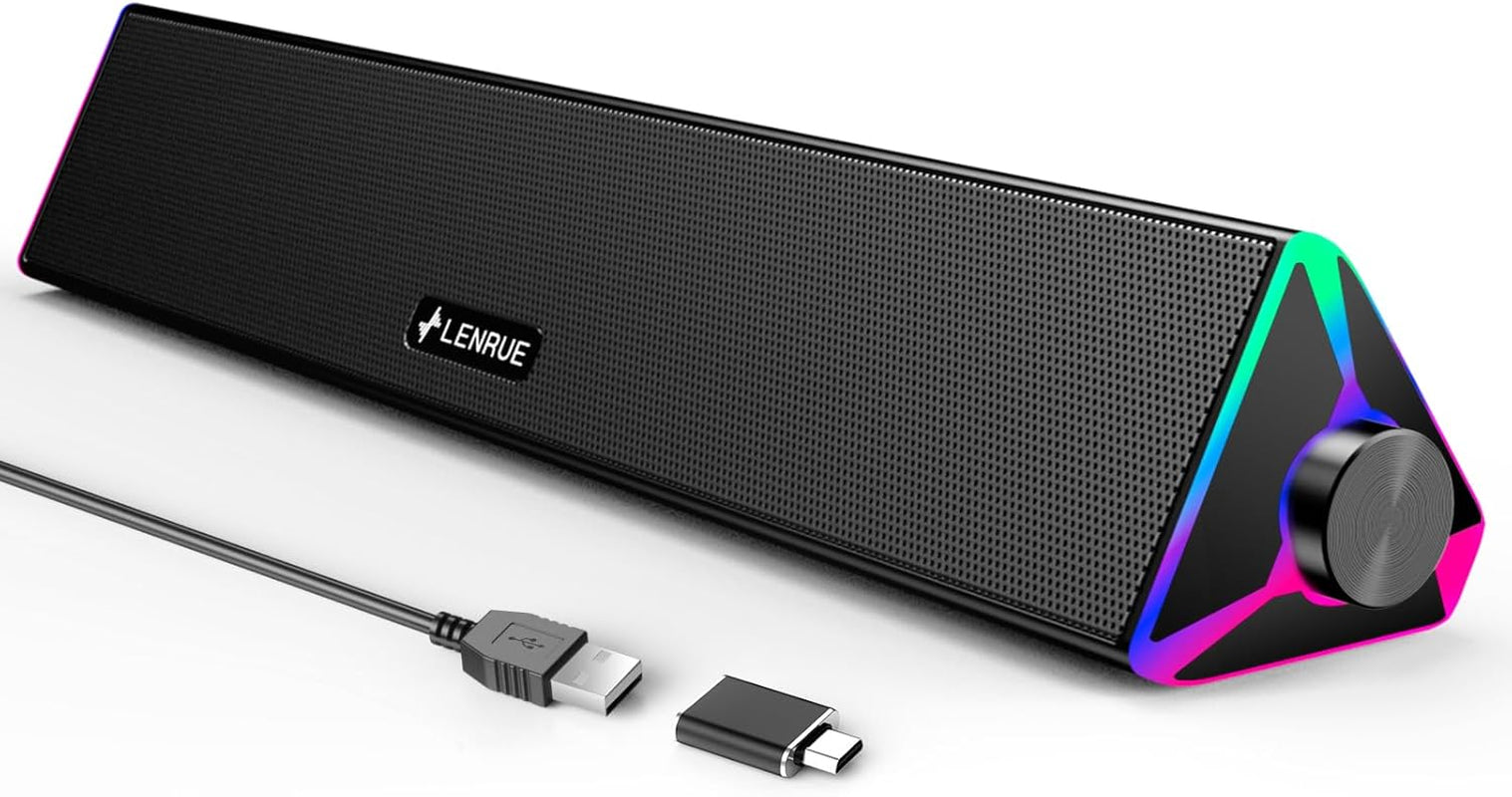 Computer Speakers for Desktop,Pc Speakers with Single USB for Power and Stereo Sound,Touch Lights Gaming Speakers Sound Bar for Desktop PC Monitor Laptop(Usb-C Adapter Included)